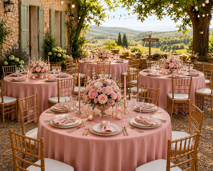 Nappe de plongée ronde sans couture (sans plis) de 90 po - Rose rose (1 pièce)