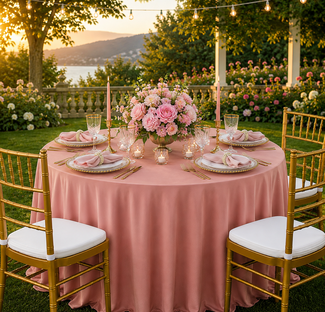 Nappe de plongée ronde sans couture (sans plis) de 90 po - Rose rose (1 pièce)