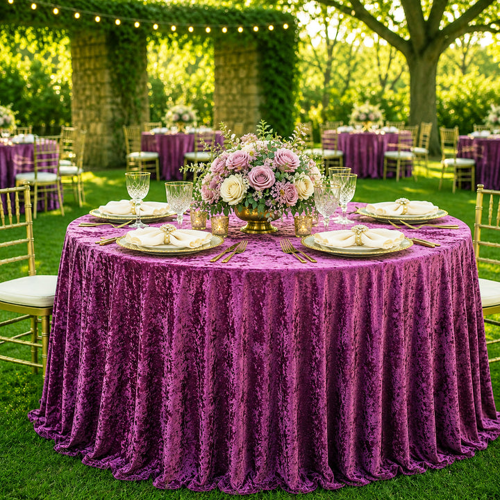132" Round Ice Crushed Velvet (200 GSM) Tablecloth - Mauve (1pc)