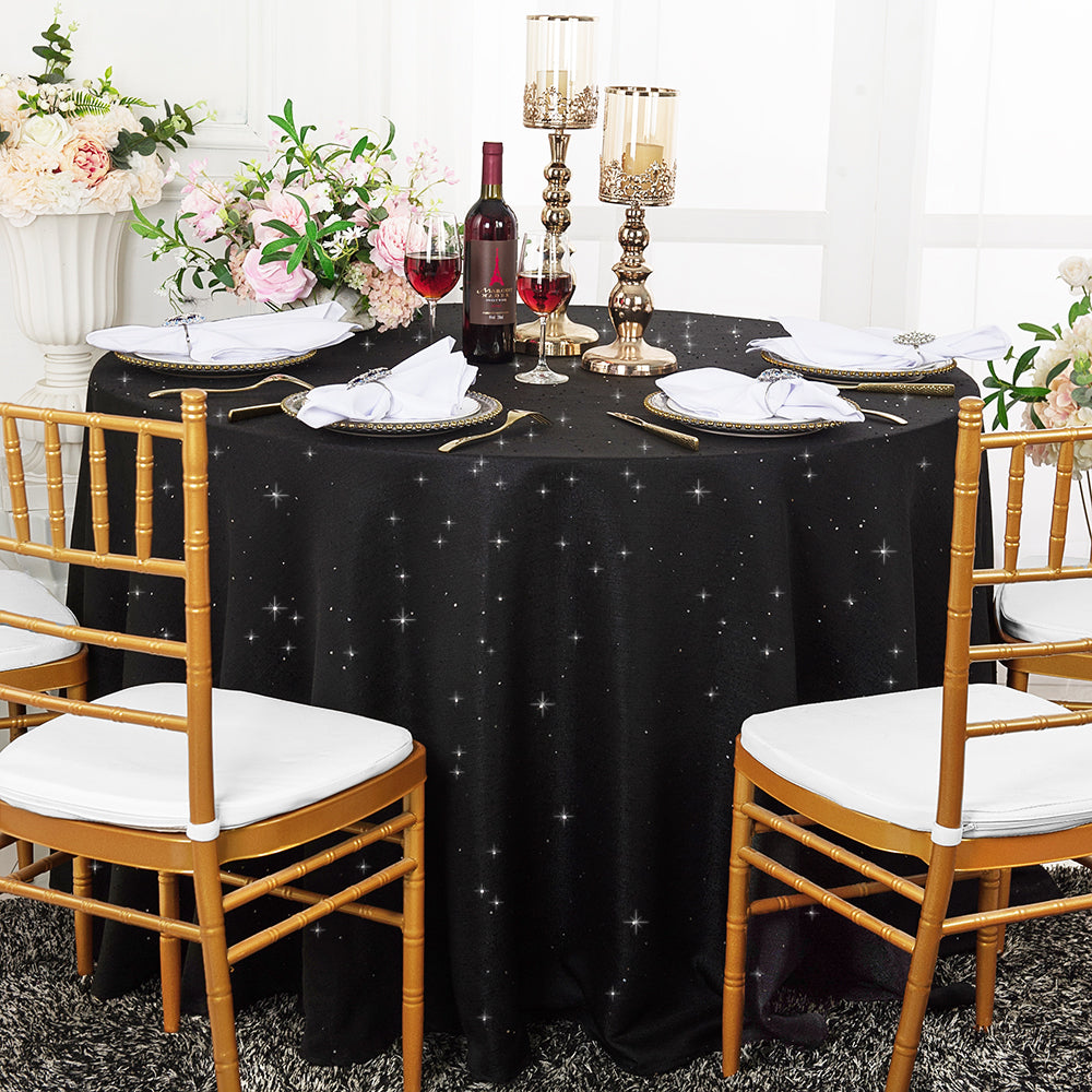 Black top sequin table cloth