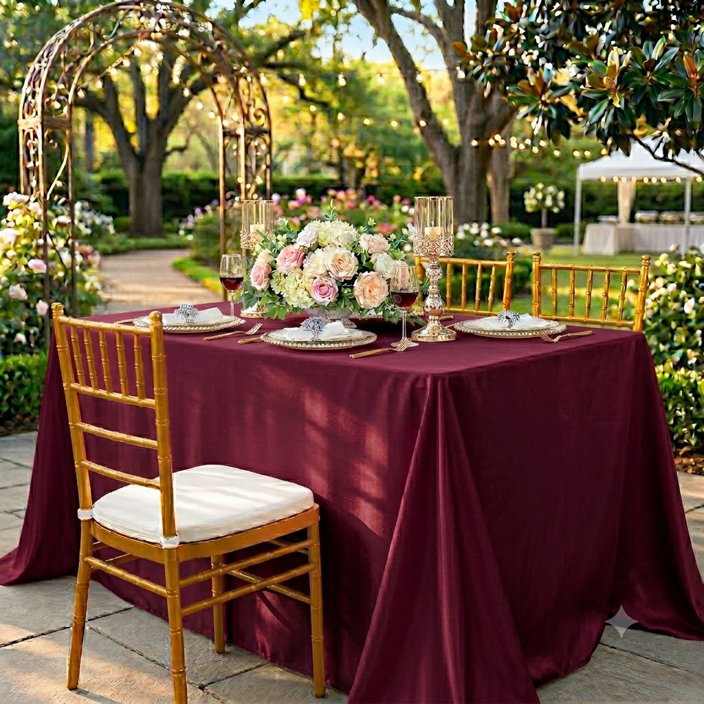 90"x132" Seamless Rectangular Scuba (Wrinkle-Free) Tablecloth - Burgundy (1pc)