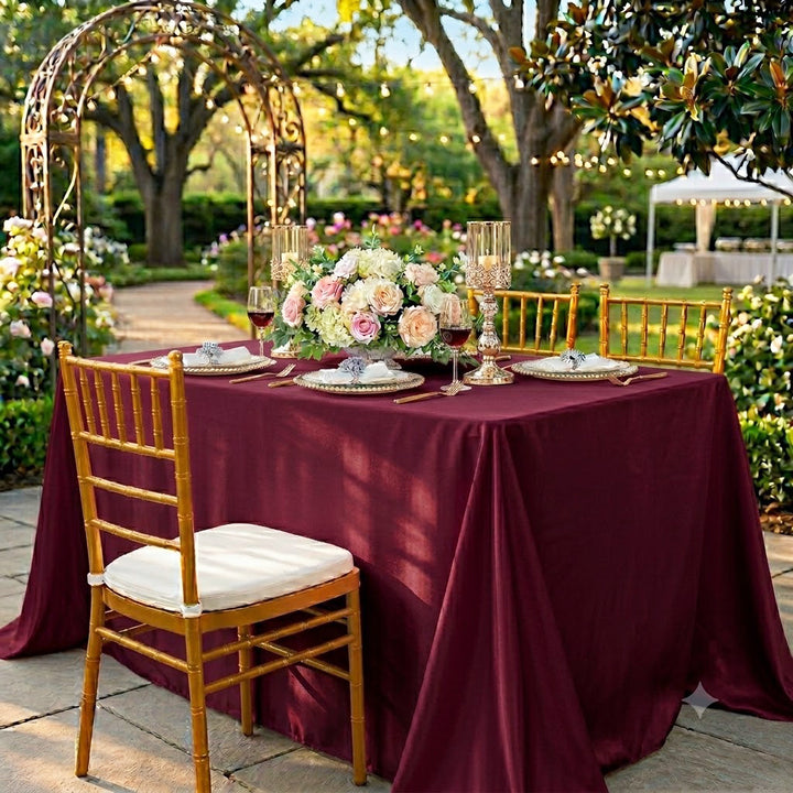 90"x132" Seamless Rectangular Scuba (Wrinkle-Free) Tablecloth - Burgundy (1pc)