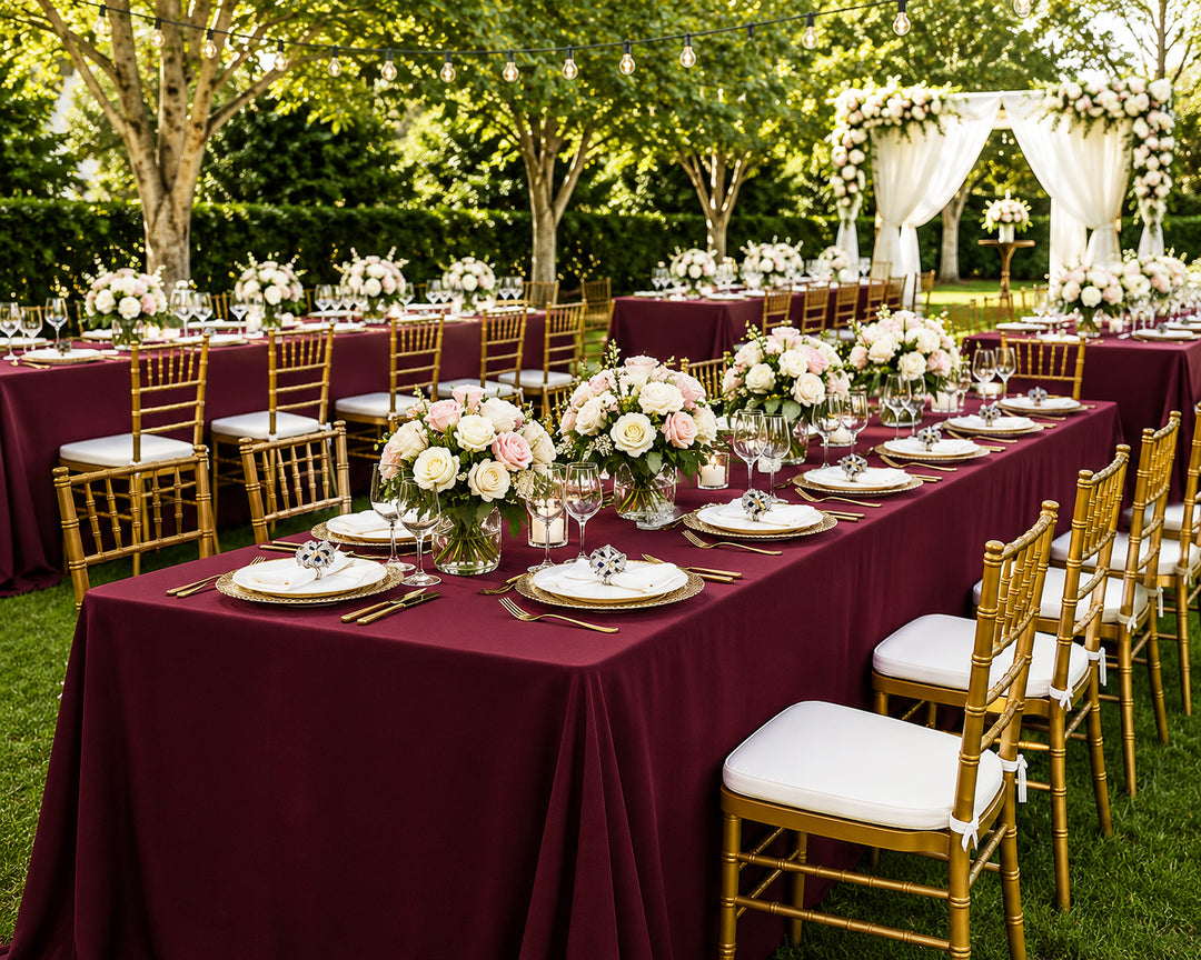 90"x132" Seamless Rectangular Scuba (Wrinkle-Free) Tablecloth - Burgundy (1pc)