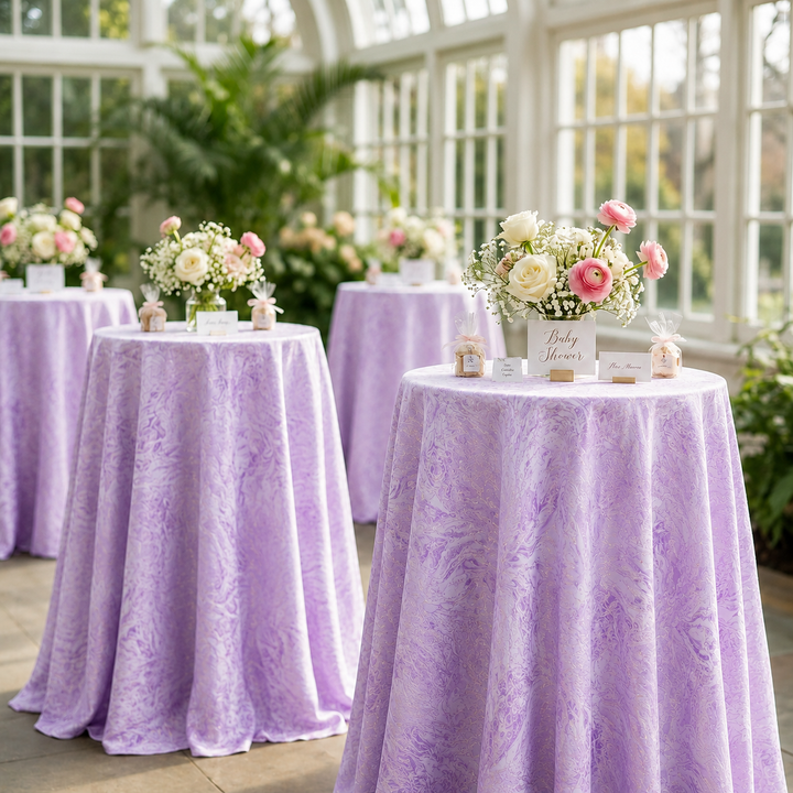 120" Seamless Round Mirage Jacquard Polyester Tablecloth - Lavender (1pc)