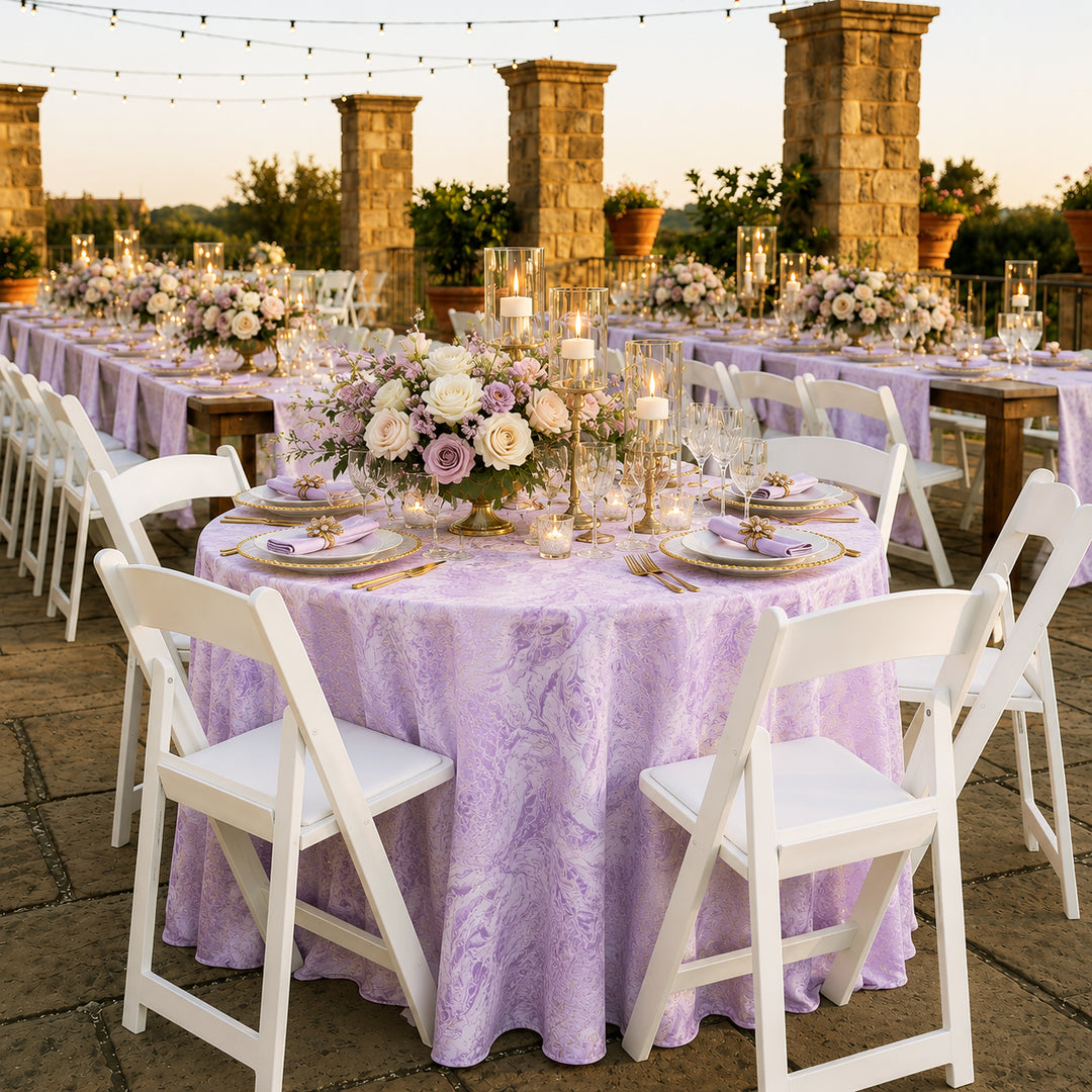 120" Seamless Round Mirage Jacquard Polyester Tablecloth - Lavender (1pc)