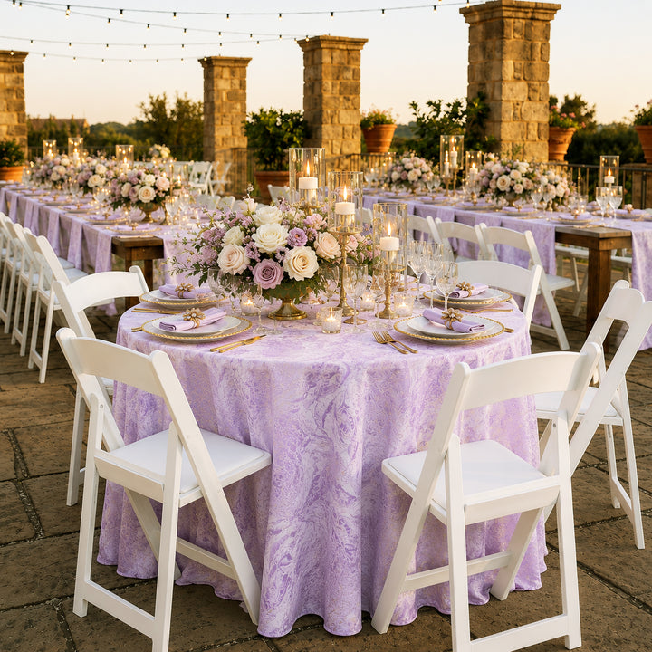 120" Seamless Round Mirage Jacquard Polyester Tablecloth - Lavender (1pc)