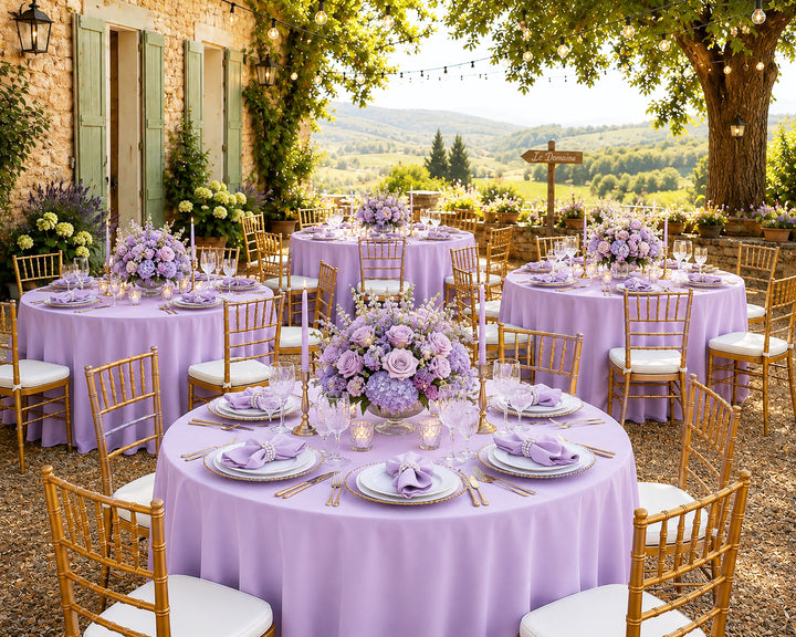 132" Round Scuba (Wrinkle-Free) (240 GSM) Tablecloth - Lavender (1pc)