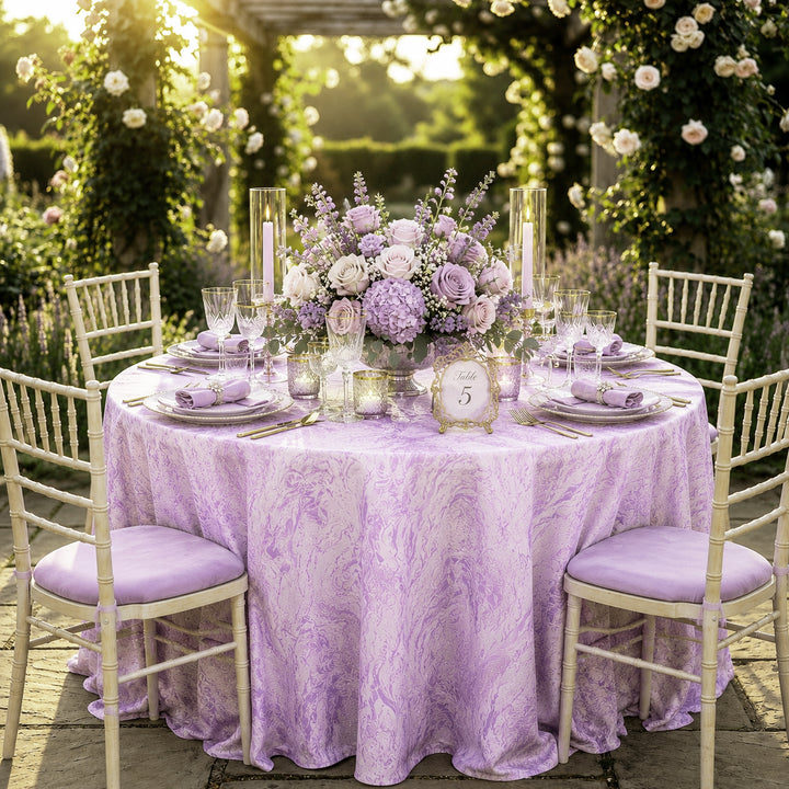 120" Seamless Round Mirage Jacquard Polyester Tablecloth - Lavender (1pc)
