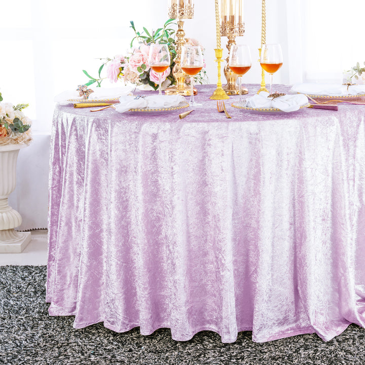 Mantel redondo de terciopelo triturado con hielo de 120" - Blanco (1 pieza)