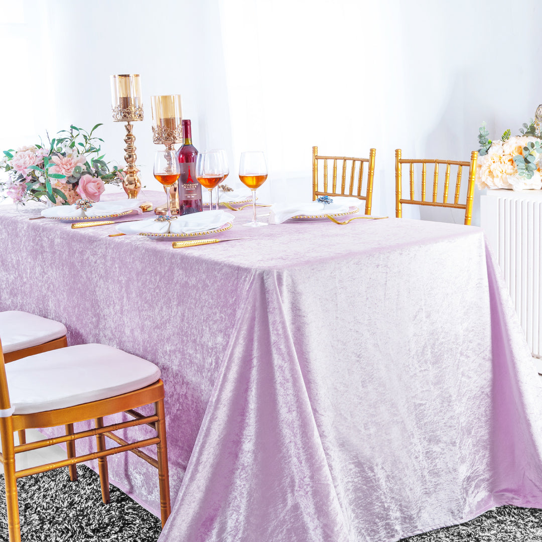Mantel rectangular de terciopelo triturado con hielo de 90 "x 132" - Blanco (1 unidad)