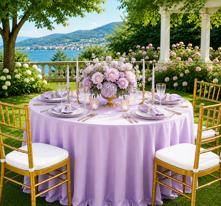 132" Round Scuba (Wrinkle-Free) (240 GSM) Tablecloth - Lavender (1pc)