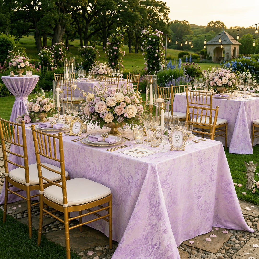 90"x132" Seamless Rectangular Mirage Jacquard Polyester Tablecloth - Lavender (1pc)