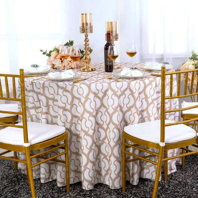 Nappe ronde sans couture Miramar Scuba (sans plis) de 120 po - Champagne (1 pièce)