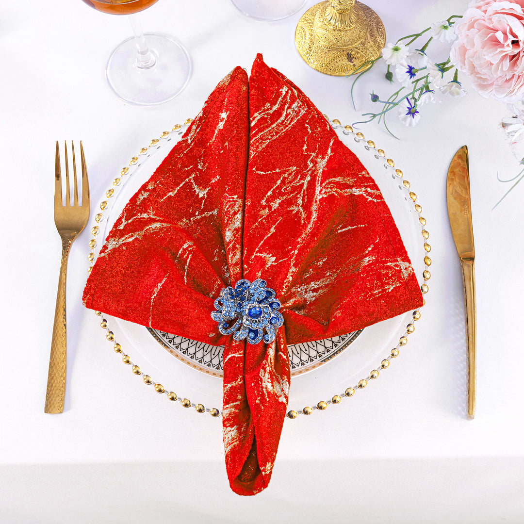 Sample 20"x20" Gilded Marble Holland Velvet Napkins - Red (1pc)
