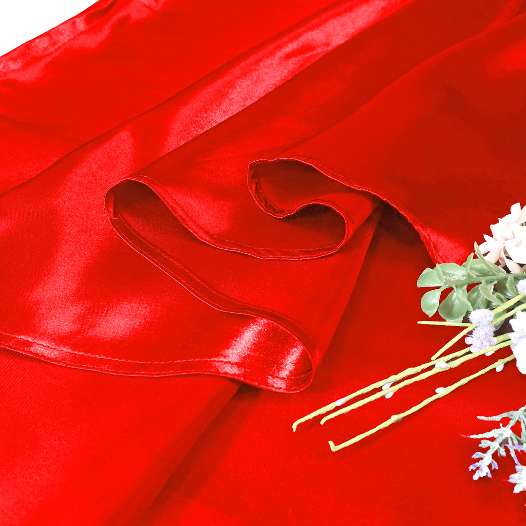 Nappe ronde en satin robuste de 132 po - Rouge (1 pièce)