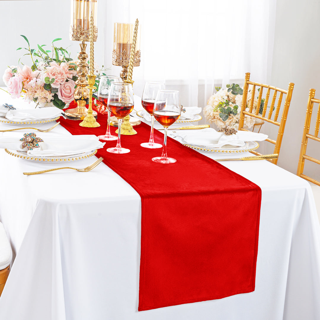 13"x108" Holland Velvet Table Runner - Red(1pc)