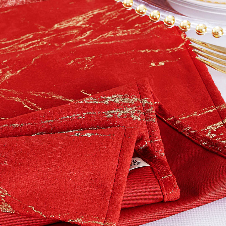 13"x108" Gilded Marble Holland Velvet Table Runner - Red (1pc)