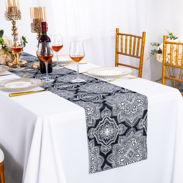 13"x108" Henna Scuba (Wrinkle-Free) (220 GSM) Table Runner - Black (1pc)