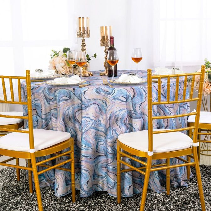 132" Round Agate Scuba (Wrinkle-Free) (240 GSM) Tablecloth - Dusty Blue (1pc)