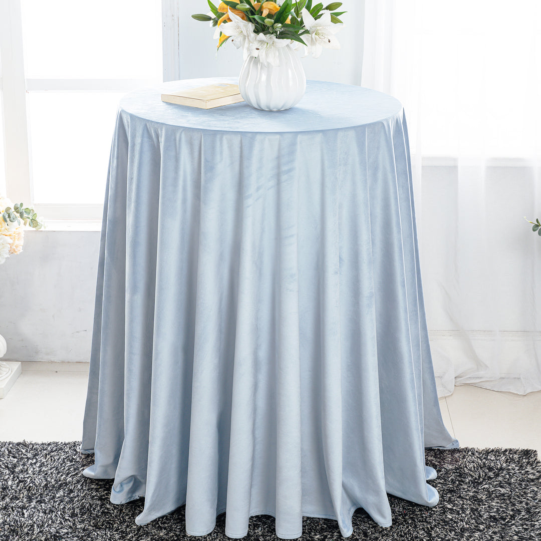 132" Round Holland Velvet Tablecloth - Dusty Blue (1pc)