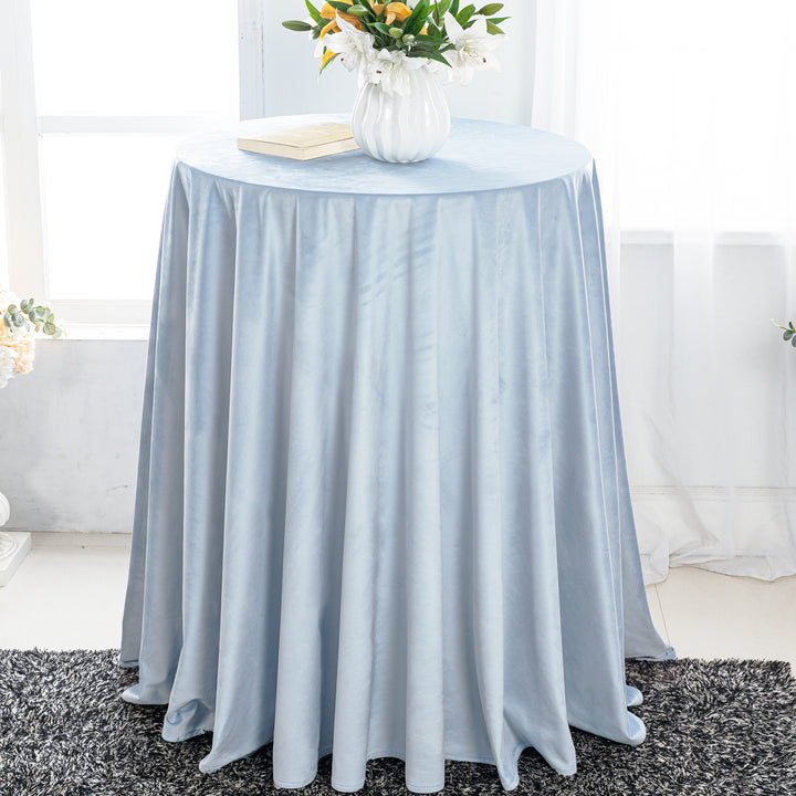 132" Round Holland Velvet Tablecloth - Dusty Blue (1pc)
