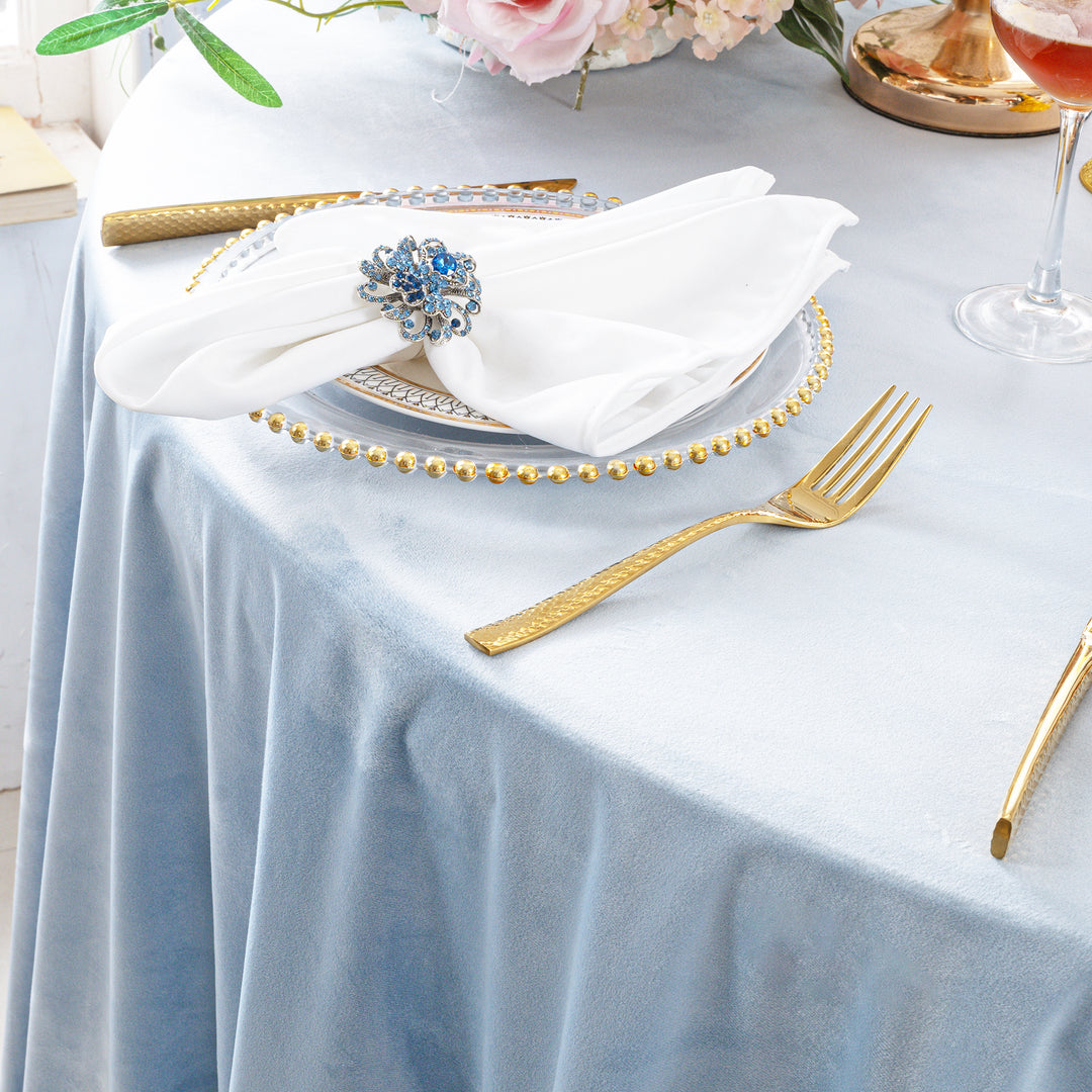 132" Round Holland Velvet Tablecloth - Dusty Blue (1pc)