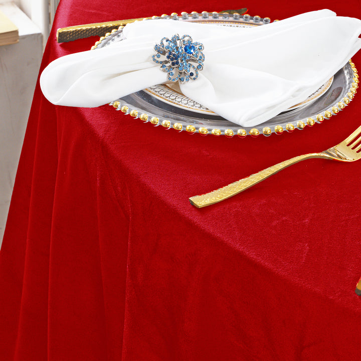 120" Round Seamless Holland Velvet Tablecloth - Red (1pc)