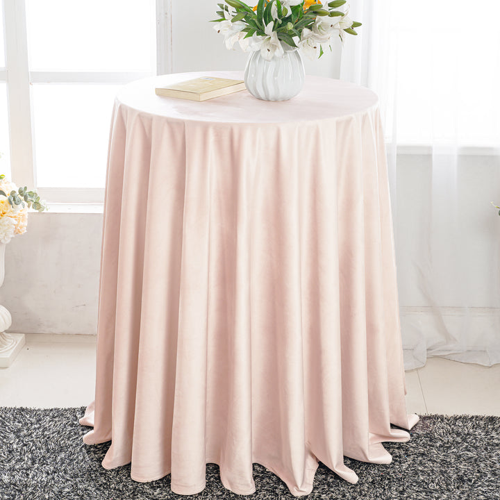 Mantel redondo de terciopelo italiano de 132" - Blanco (1 pieza)