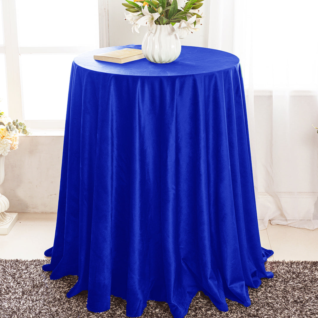 120" Round Seamless Holland Velvet Tablecloth - Royal Blue (1pc)