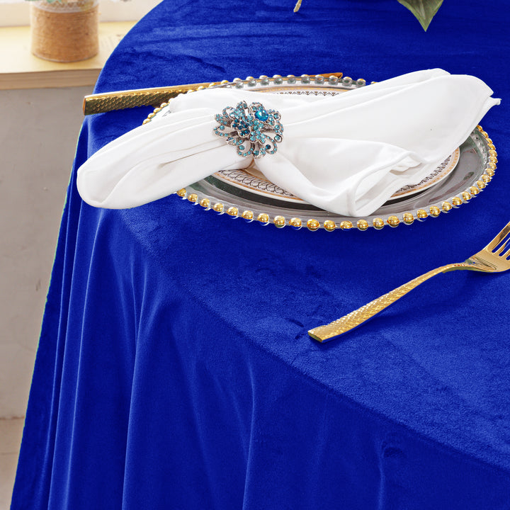 90"x132" Rectangular Seamless Holland Velvet Tablecloth - Royal Blue (1pc)