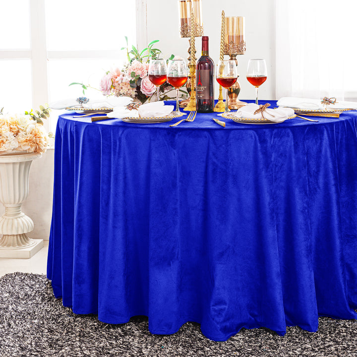 120" Round Seamless Holland Velvet Tablecloth - Royal Blue (1pc)