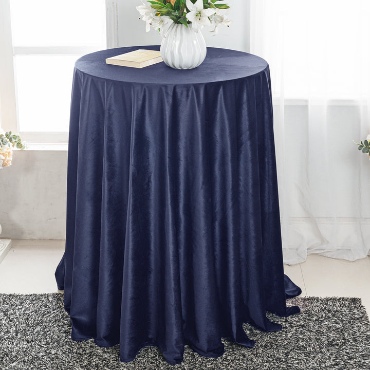 132" Round Holland Velvet Tablecloth - Navy Blue (1pc)