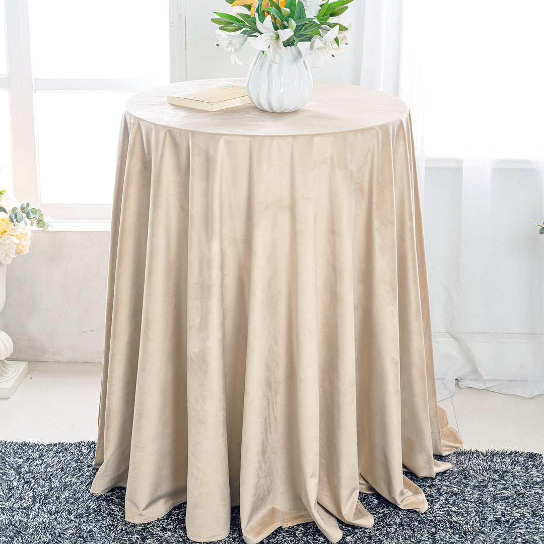 132" Round Holland Velvet Tablecloth - Champagne (1pc)