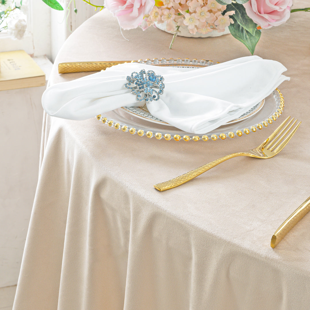 132" Round Holland Velvet Tablecloth - Champagne (1pc)