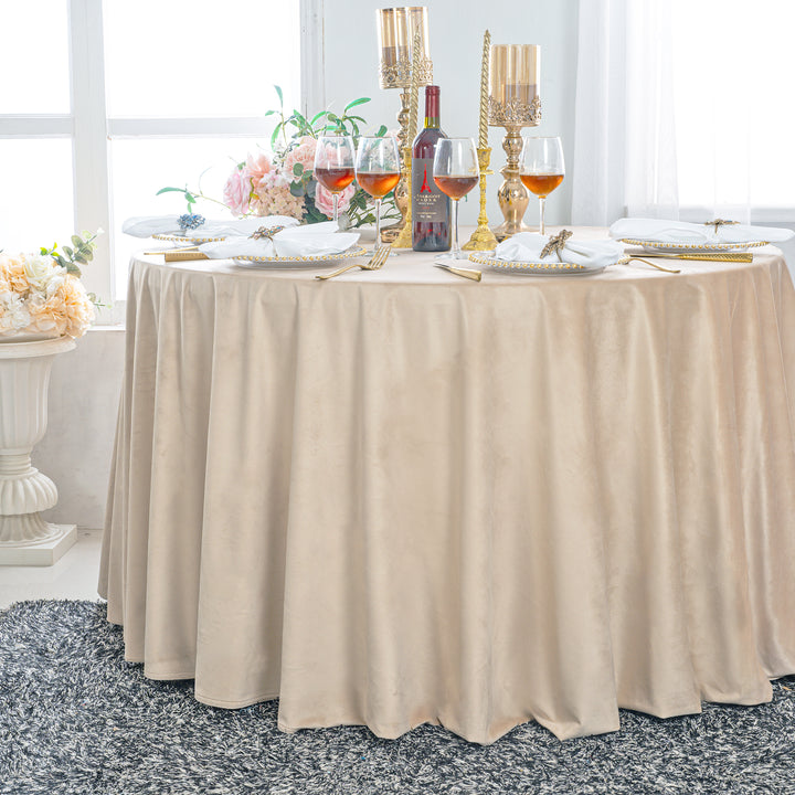 132" Round Holland Velvet Tablecloth - Champagne (1pc)
