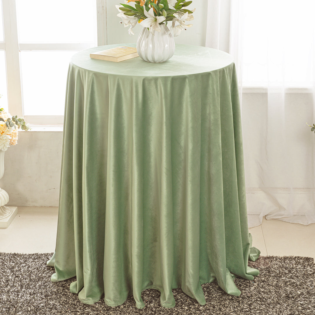 Mantel redondo de terciopelo italiano sin costuras de 120" - Blanco (1 pieza)