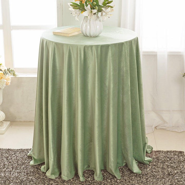 Mantel redondo de terciopelo italiano sin costuras de 120" - Blanco (1 pieza)