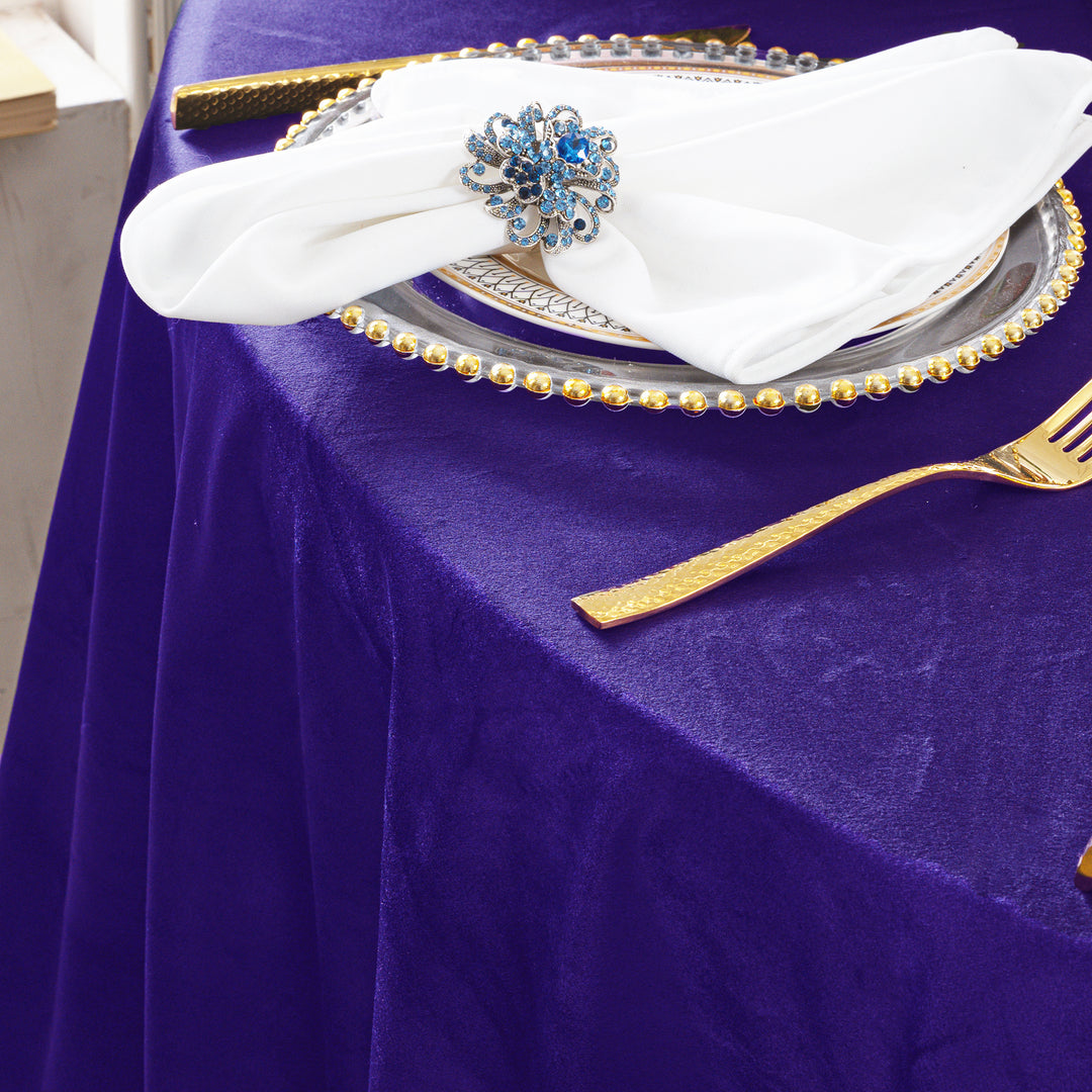 120" Round Seamless Holland Velvet Tablecloth - Regency Purple (1pc)