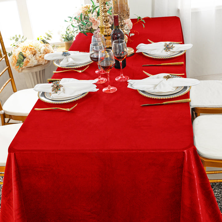 Nappe rectangulaire en velours italien sans couture 90"x156" - Blanc (1pc)