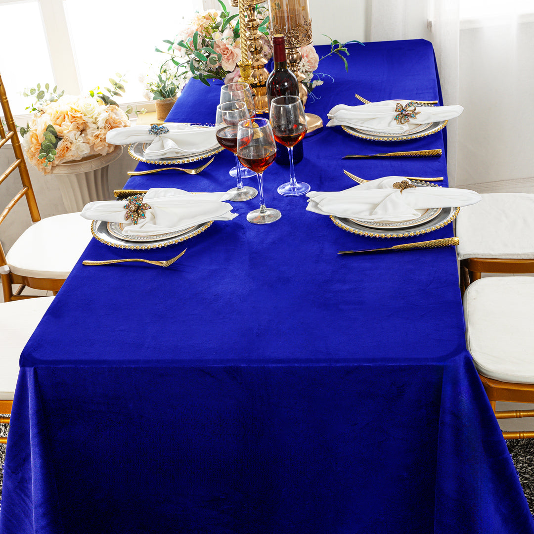 90"x132" Rectangular Seamless Holland Velvet Tablecloth - Royal Blue (1pc)