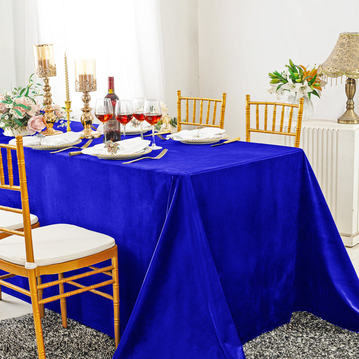90"x132" Rectangular Seamless Holland Velvet Tablecloth - Royal Blue (1pc)