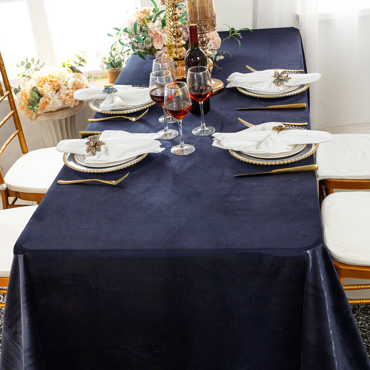 Nappe rectangulaire en velours italien sans couture 90"x132" - Blanc (1pc)