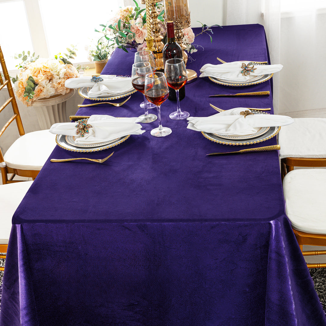 Nappe rectangulaire en velours italien sans couture 90"x132" - Blanc (1pc)