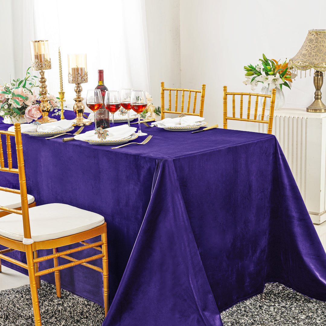 Nappe rectangulaire en velours italien sans couture 90"x132" - Blanc (1pc)
