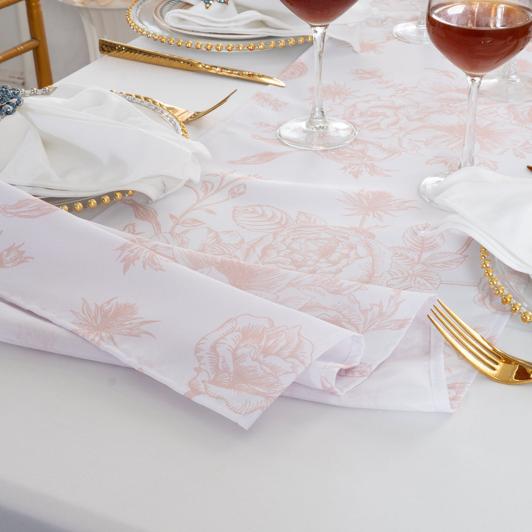 13"x108" French Toile Polyester Table Runners - Blush Pink/Rose Gold (1pc)