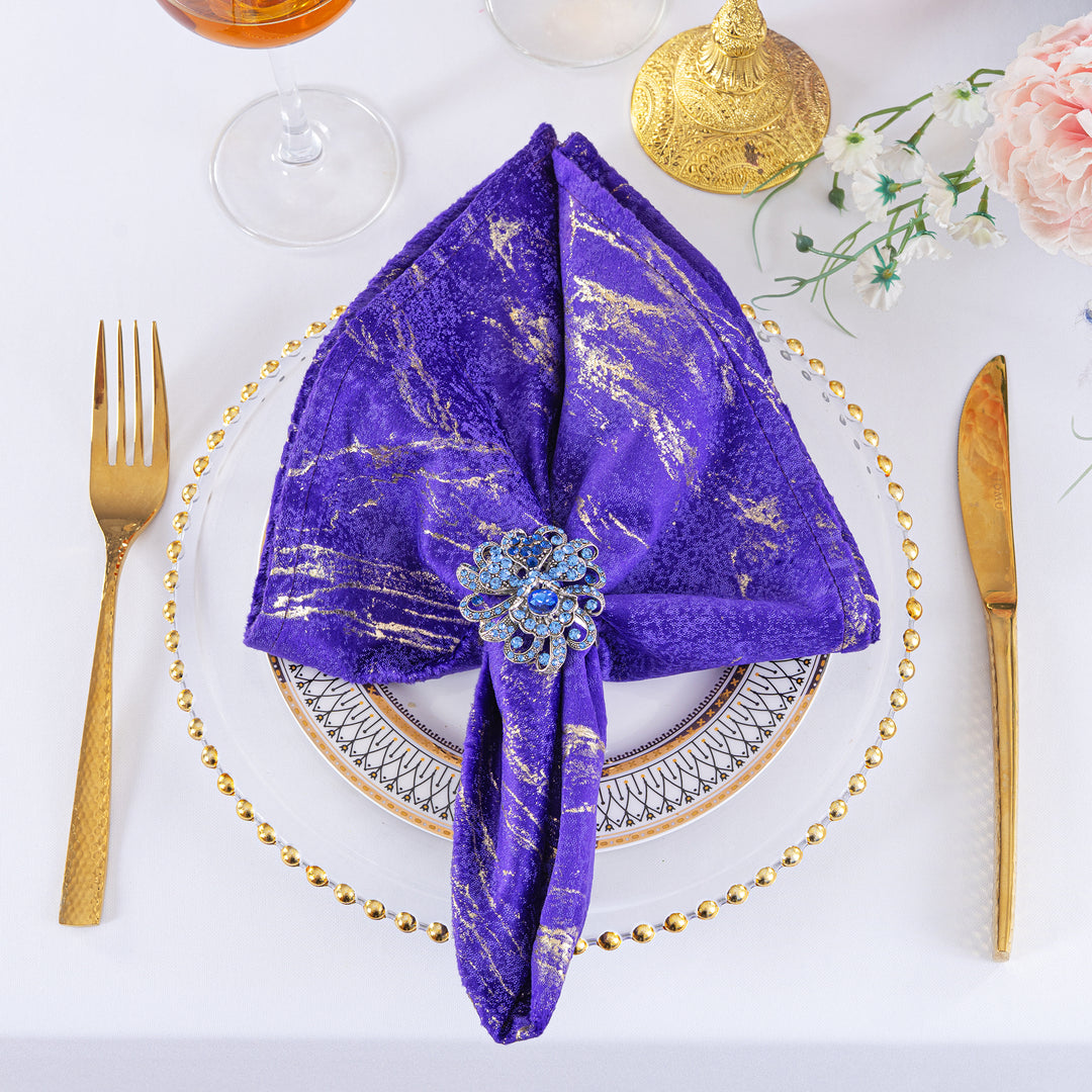 Sample 20"x20" Gilded Marble Holland Velvet Napkins - Regency Purple (1pc)