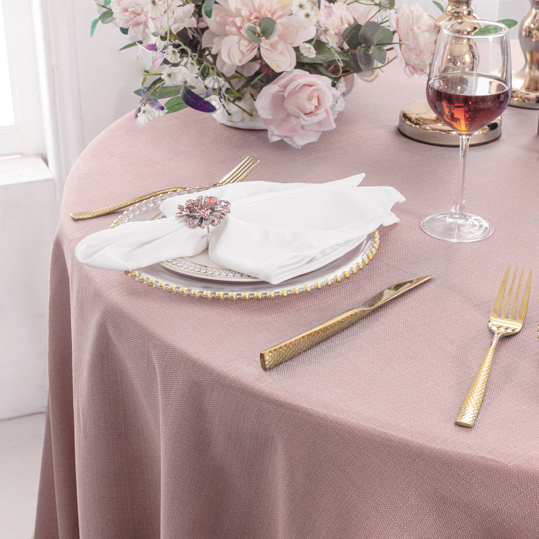 108" Seamless Round Rustic Panama Linen Tablecloth - Blush Pink/Rose Gold (1pc)