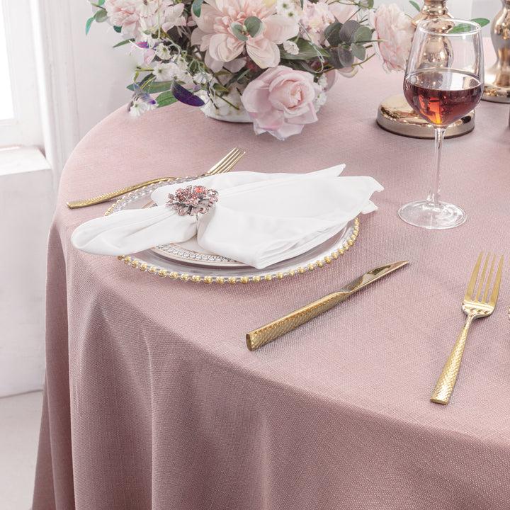 108" Seamless Round Rustic Panama Linen Tablecloth - Blush Pink/Rose Gold (1pc)