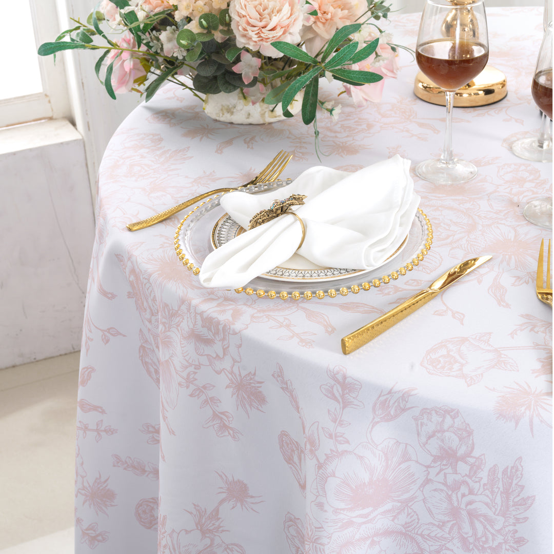 108" Seamless Round French Toile Polyester Tablecloth - Blush Pink/Rose Gold (1pc)