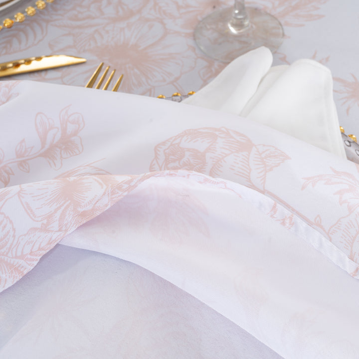 108" Seamless Round French Toile Polyester Tablecloth - Blush Pink/Rose Gold (1pc)